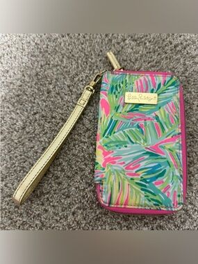 Lilly Pulitzer Tropical Pack your Trunk Elephant Zip around Wristlet Wallet